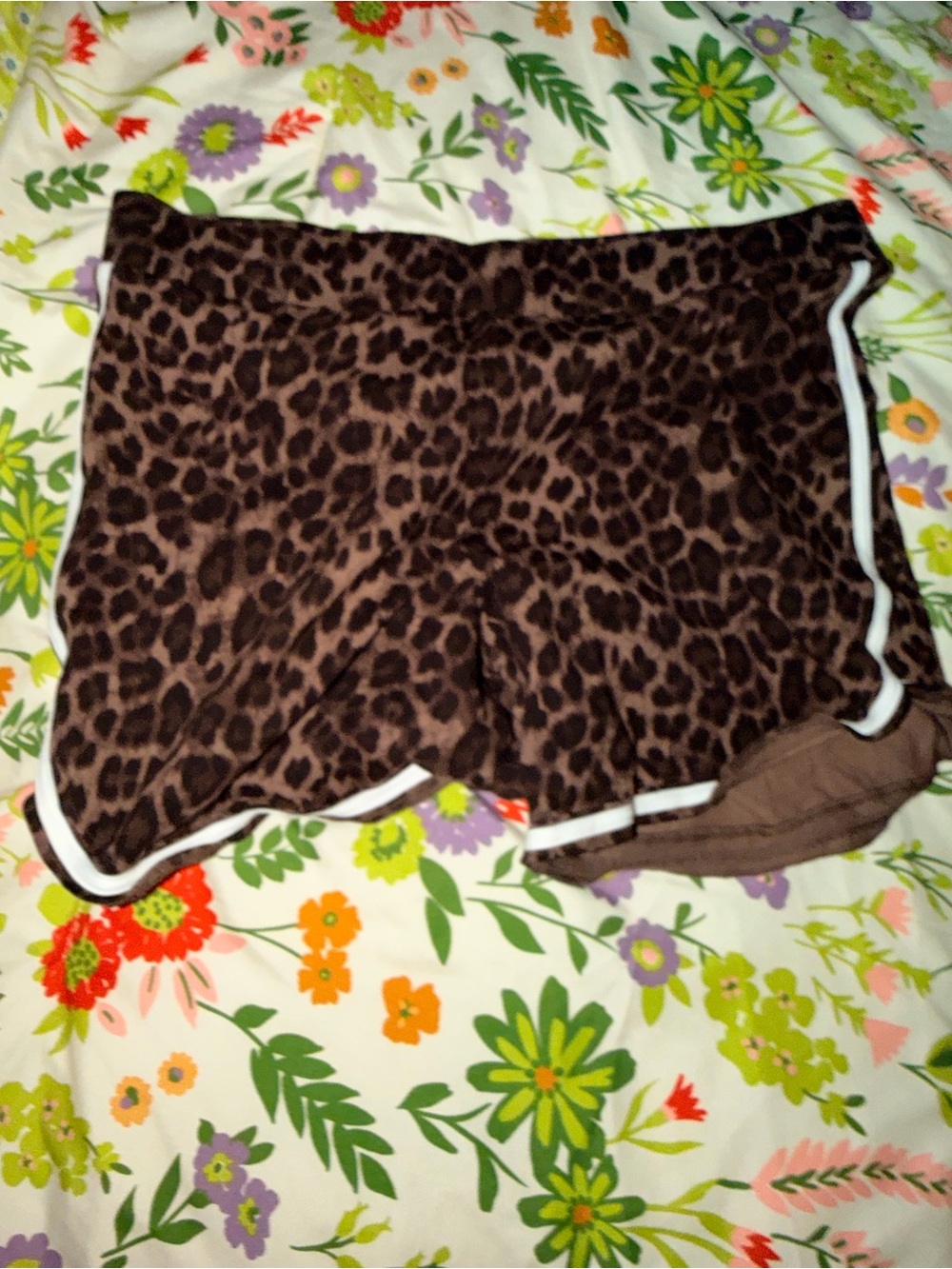 torrid Brown Leopard Print Athletic Shorts with White Trim